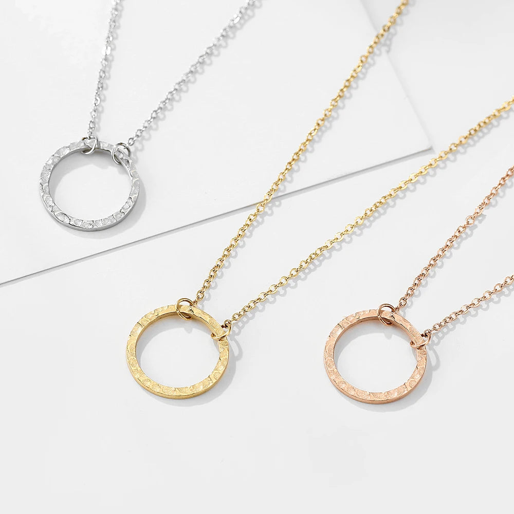 Stainless Steel Round Pendant Necklace