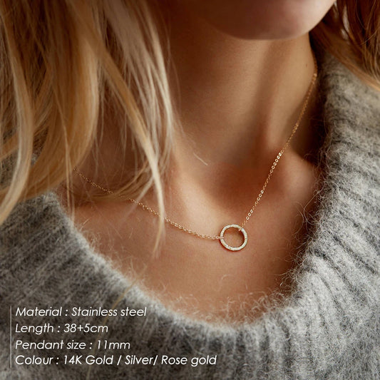 Stainless Steel Round Pendant Necklace