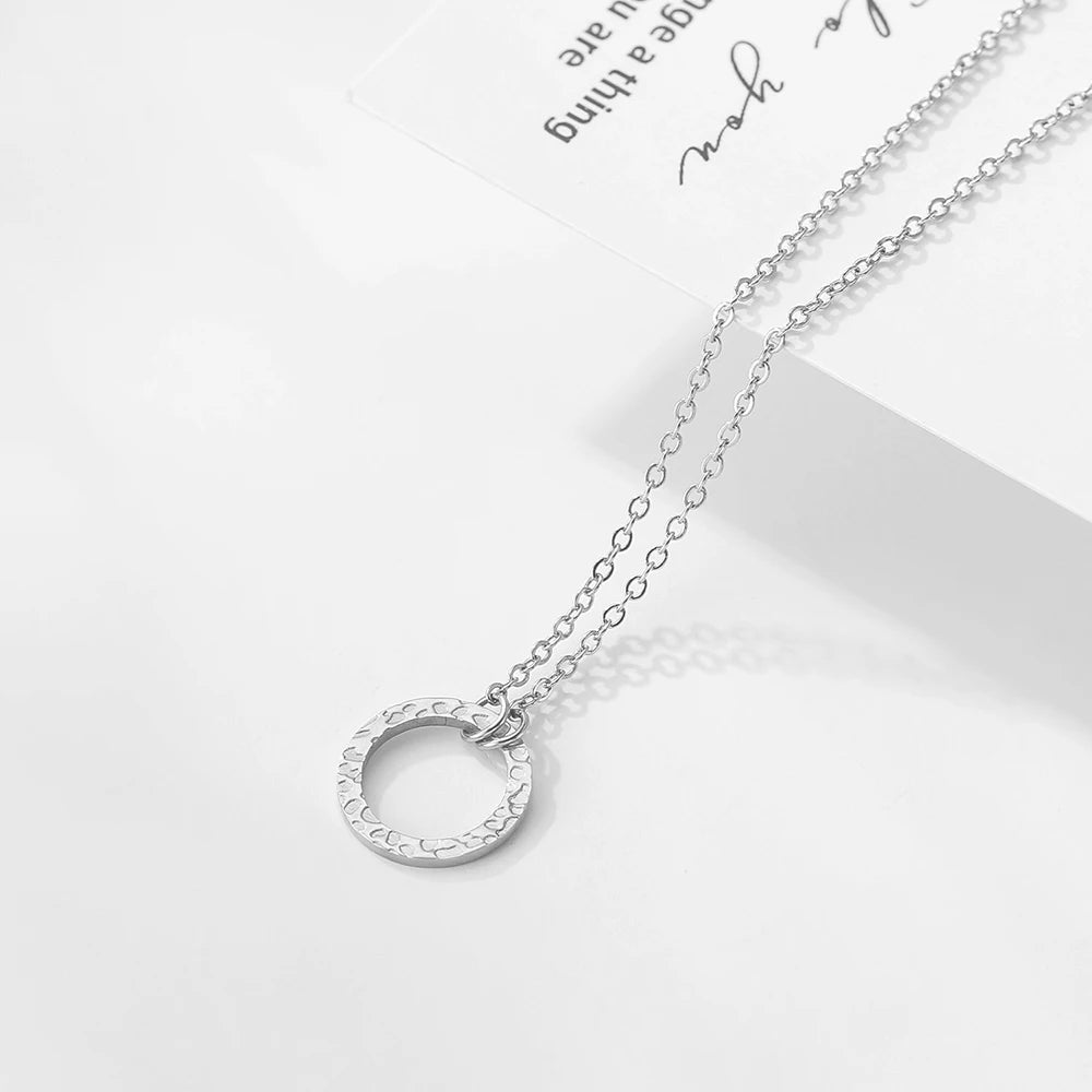 Stainless Steel Round Pendant Necklace