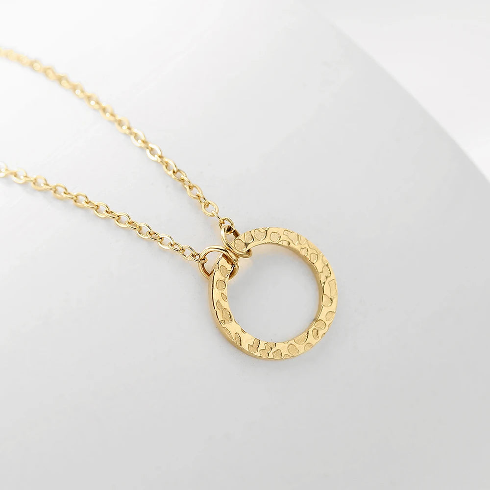 Stainless Steel Round Pendant Necklace
