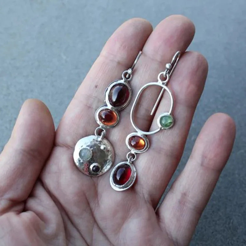 Vintage Red Stone Drop Earrings