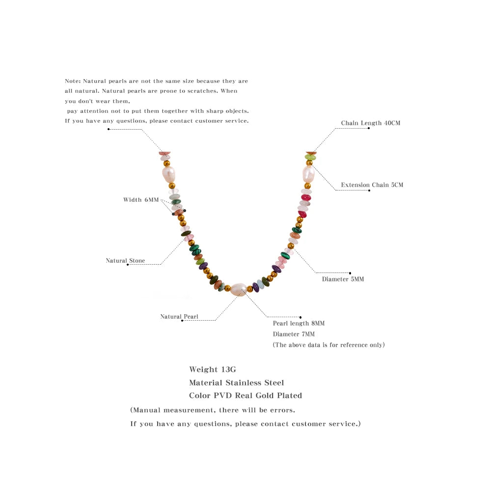 Colourful Freshwater Pearl Bead Necklace (Stainless Steel)