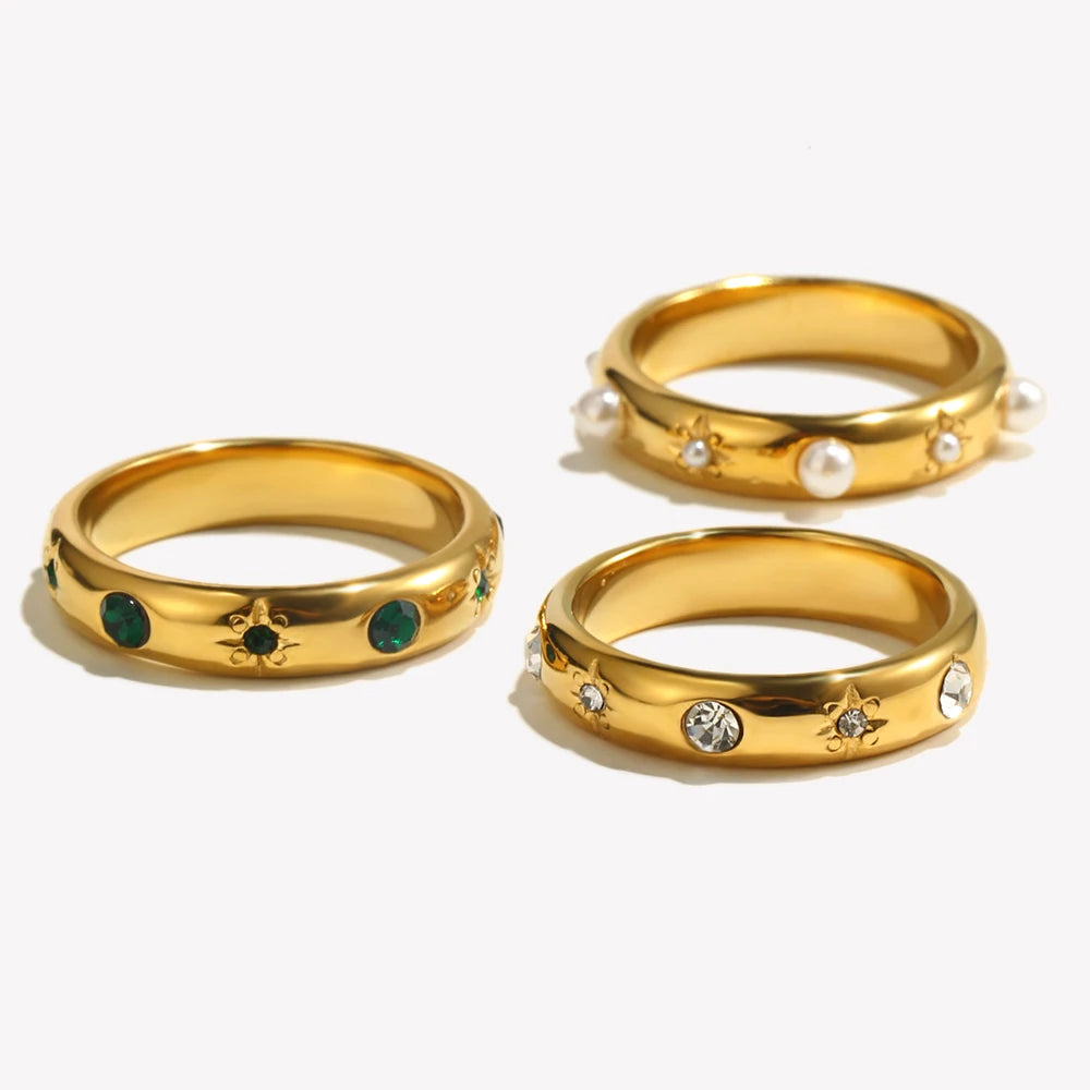 Gold-Plated Pearl & CZ Ring