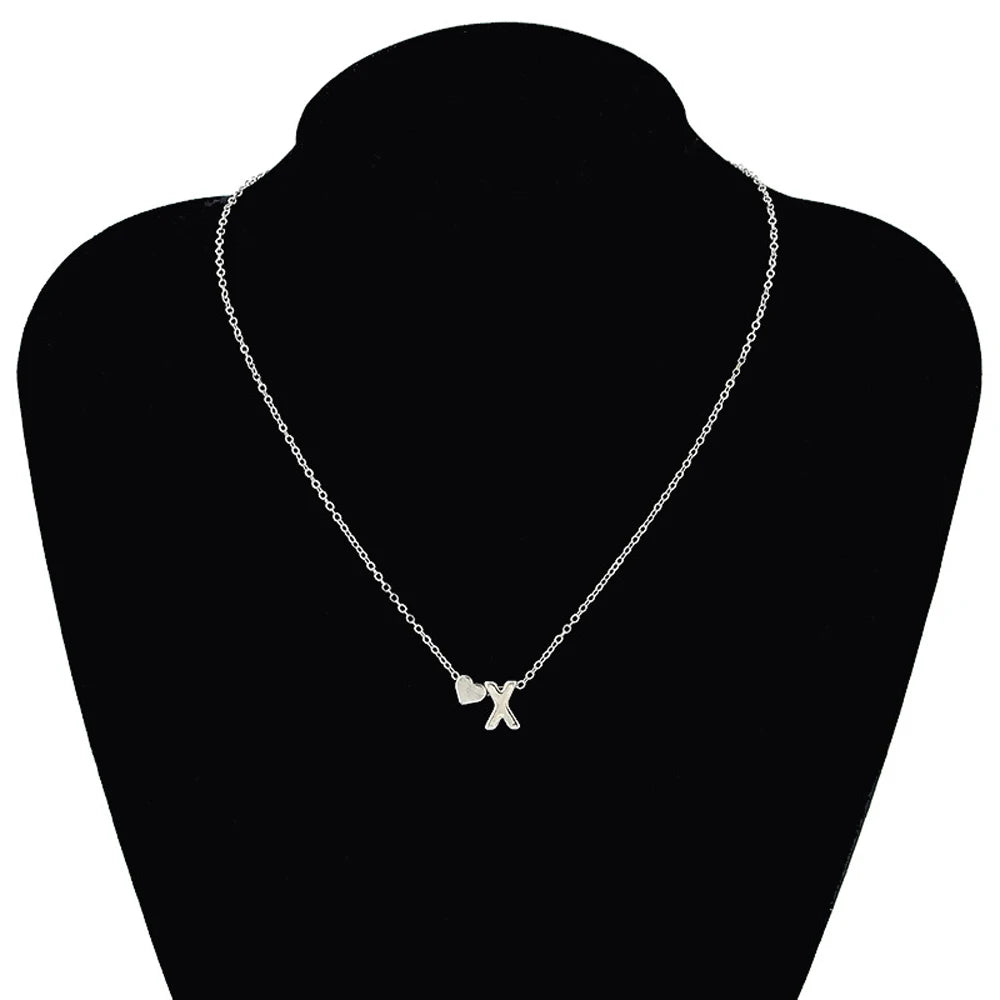 Personalized Initial Heart Necklace – Minimalist Letter Pendant Jewelry Gift