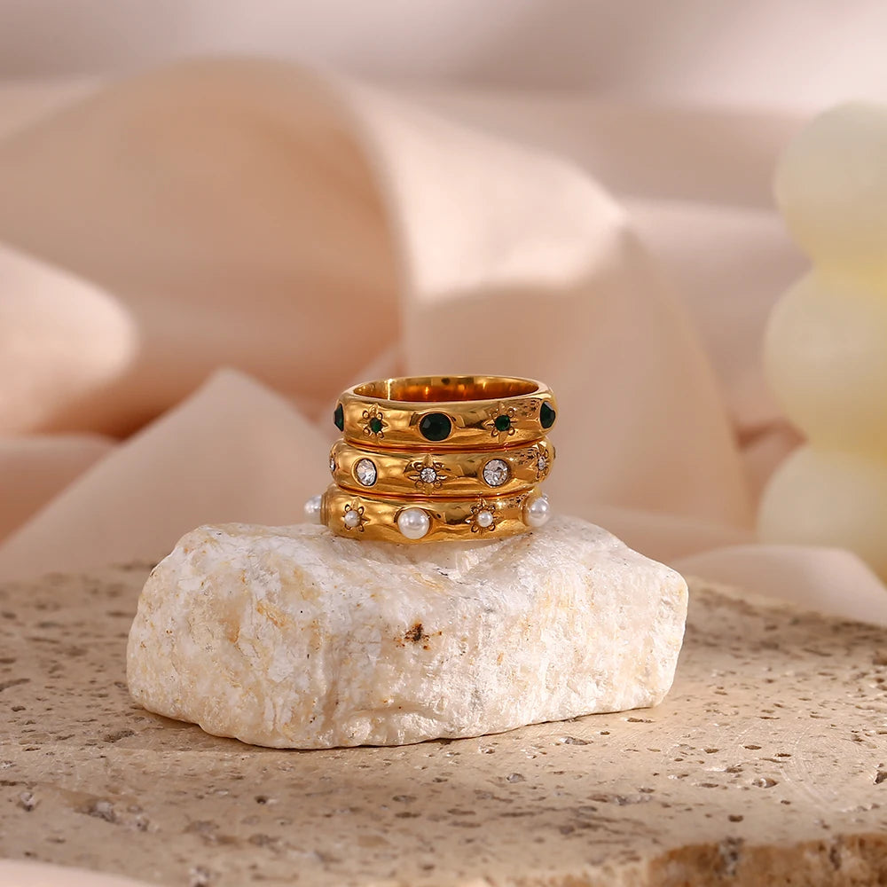 Gold-Plated Pearl & CZ Ring