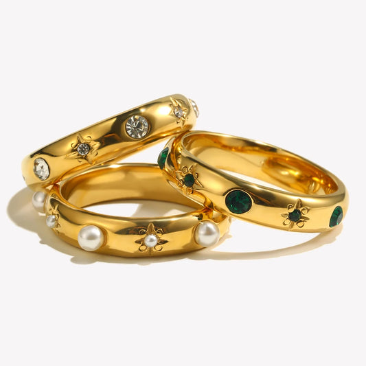 Gold-Plated Pearl & CZ Ring