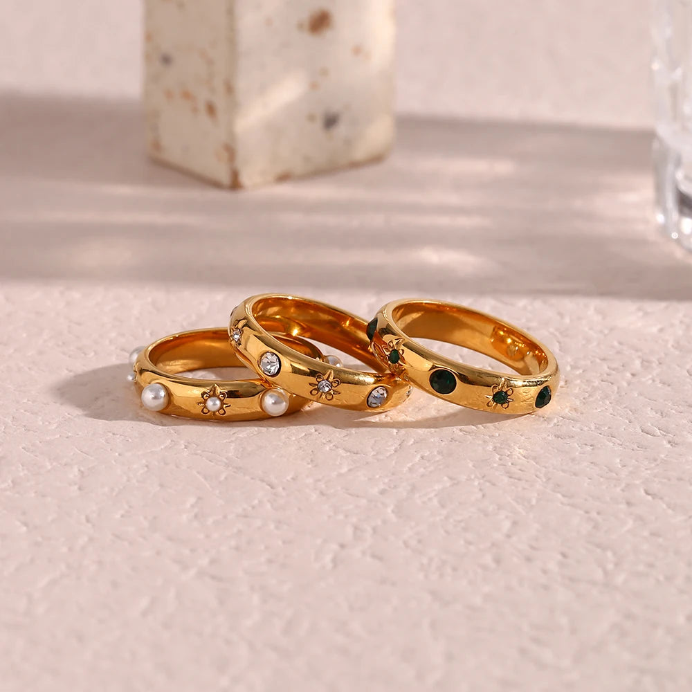 Gold-Plated Pearl & CZ Ring