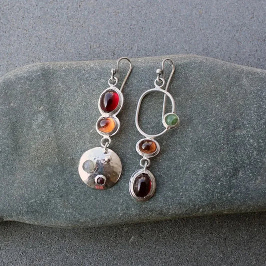 Vintage Red Stone Drop Earrings