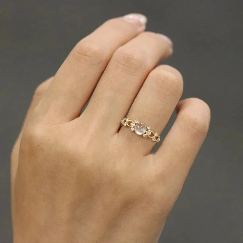 Opal & CZ Inlay Band Ring