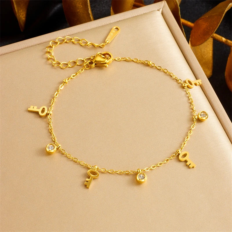 Gold Charm Bracelet (Stainless Steel)