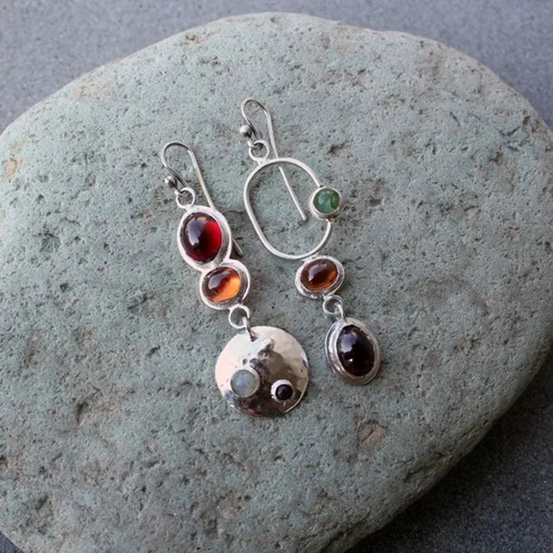 Vintage Red Stone Drop Earrings