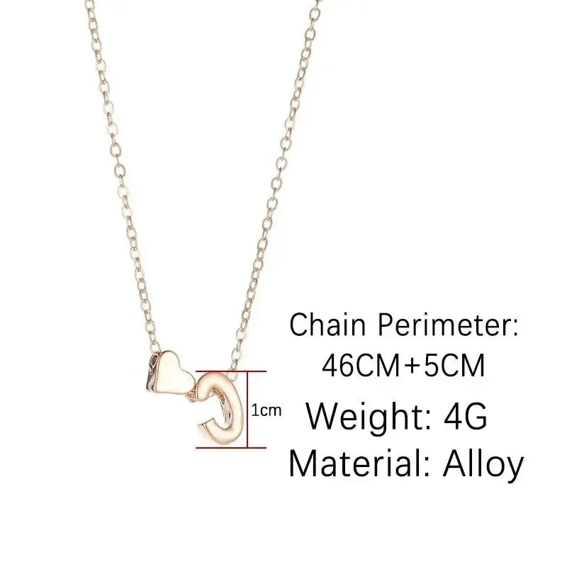 Personalized Initial Heart Necklace – Minimalist Letter Pendant Jewelry Gift