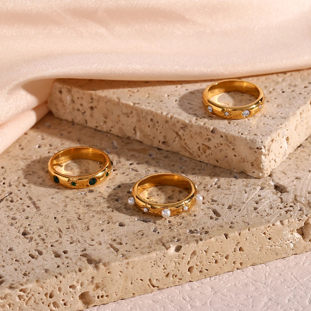 Gold-Plated Pearl & CZ Ring