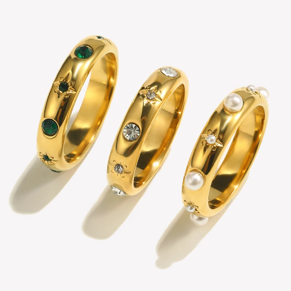 Gold-Plated Pearl & CZ Ring