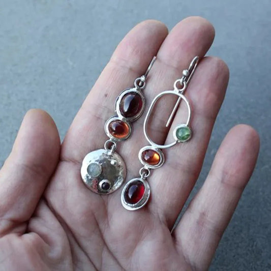 Vintage Red Stone Drop Earrings