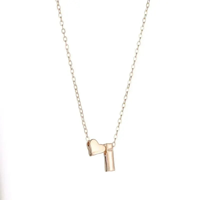 Personalized Initial Heart Necklace – Minimalist Letter Pendant Jewelry Gift