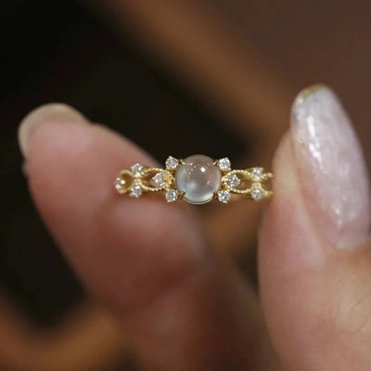 Opal & CZ Inlay Band Ring
