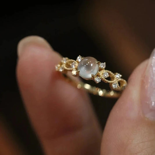 Opal & CZ Inlay Band Ring