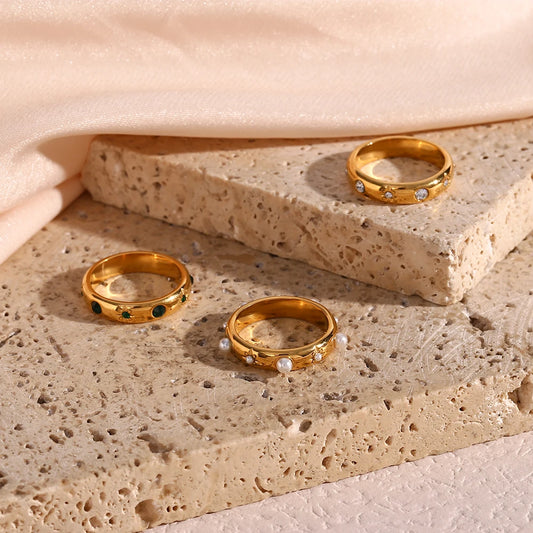 Gold-Plated Pearl & CZ Ring